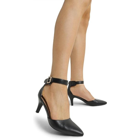 Dream Pairs Women's Black Pu Faux Suede pointed Toe Kitten Heels Pumps Shoes - Picture 5 of 7